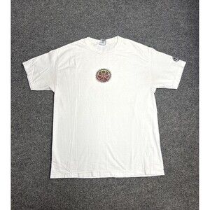 Vtg Hawaiian Island Creations Double-sided Graphic Tee White Size L Distressed